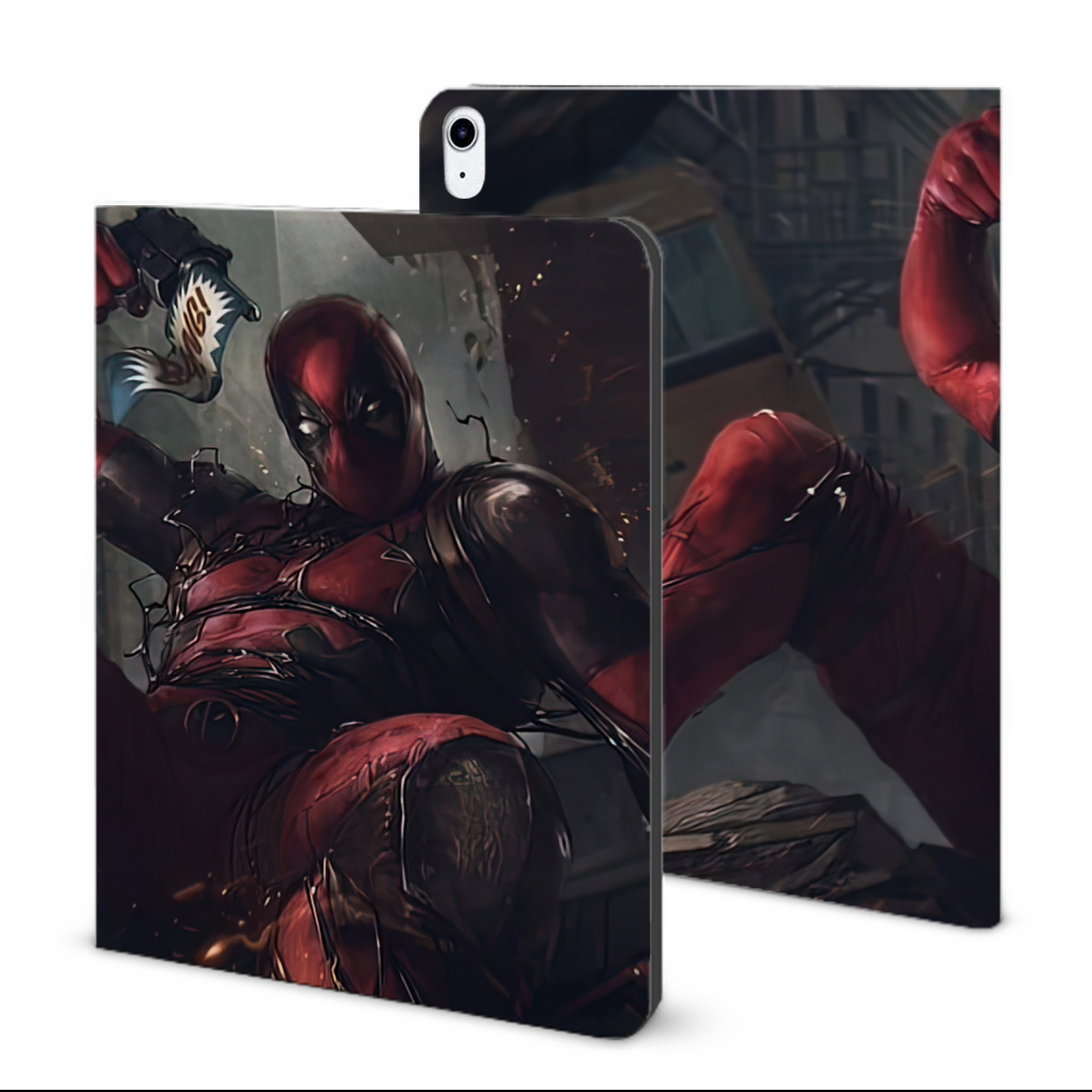 （画像用） Deadpool デッドプール IPad ケース ブック型 PUレザー TPU 耐衝撃 軽量 薄型 ペン収納なし 全面保護 IPad 各モデル対応